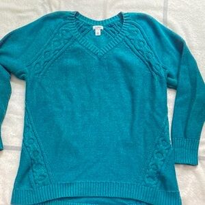 L.L. Bean Turquoise V-Neck Sweater